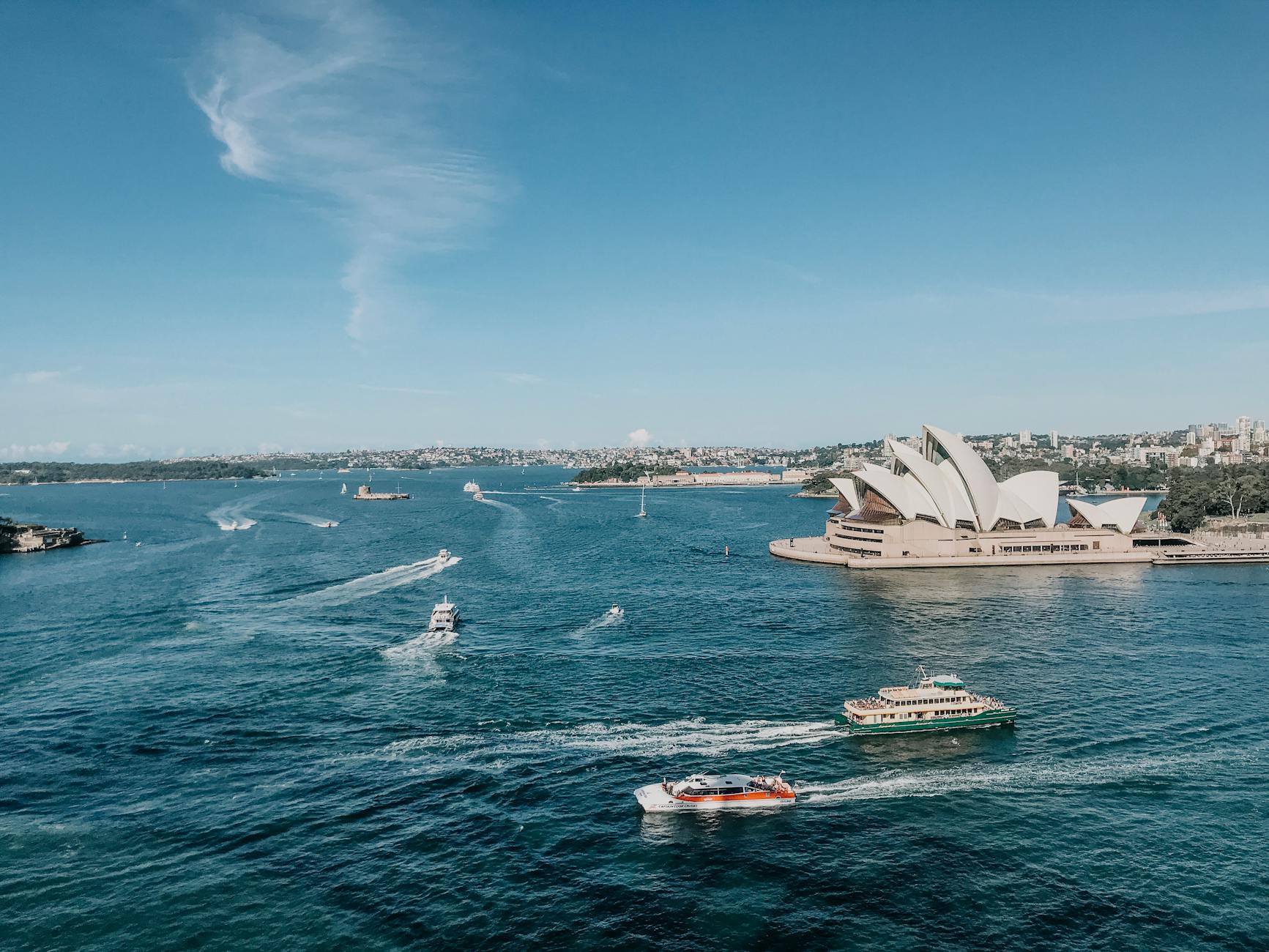 Panoramic view of Sydney Harbour from the water