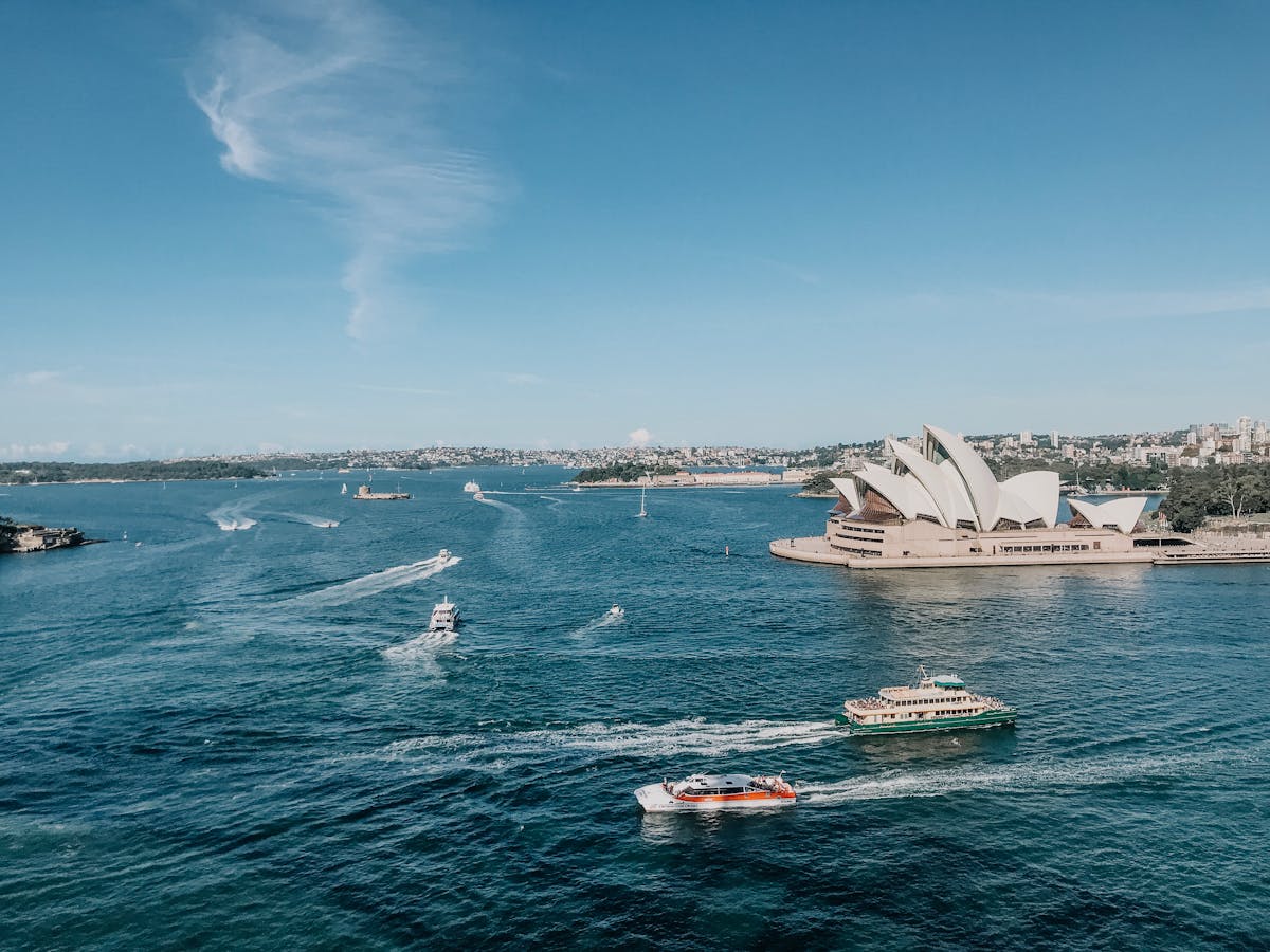 Panoramic view of Sydney Harbour from an elevated vantage point