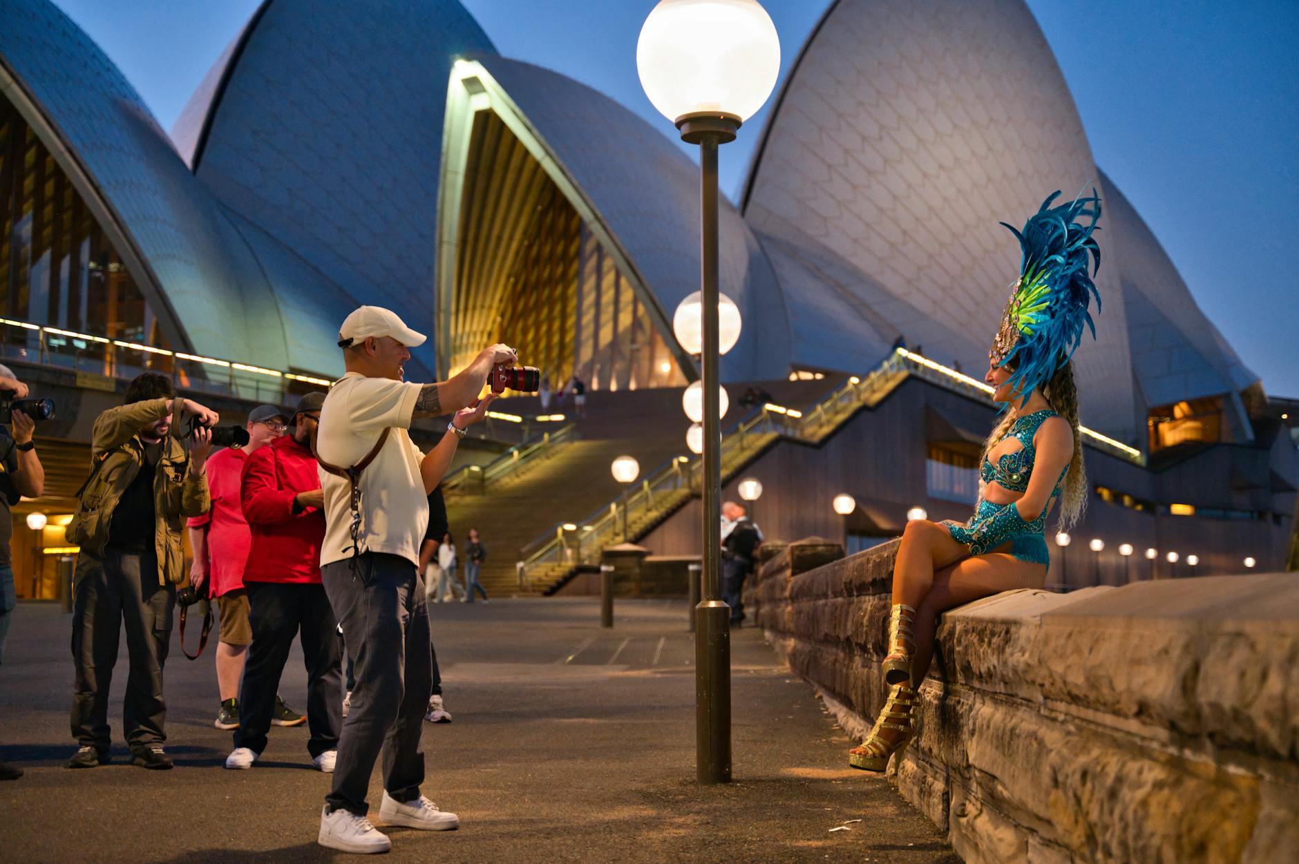 Sydney Opera House tour - tourists photographing exterior shells