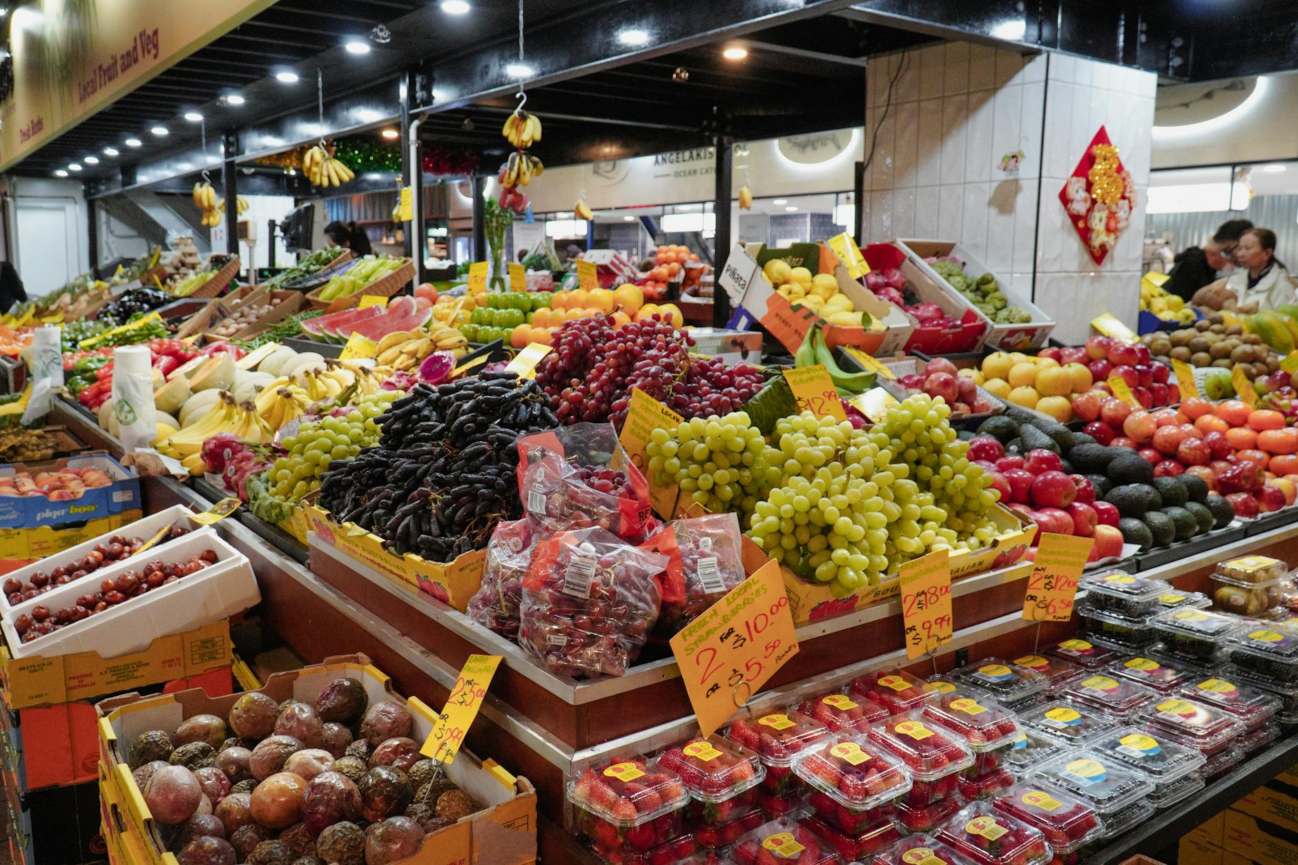 Sydney food tours - market produce stall fresh fruits vegetables