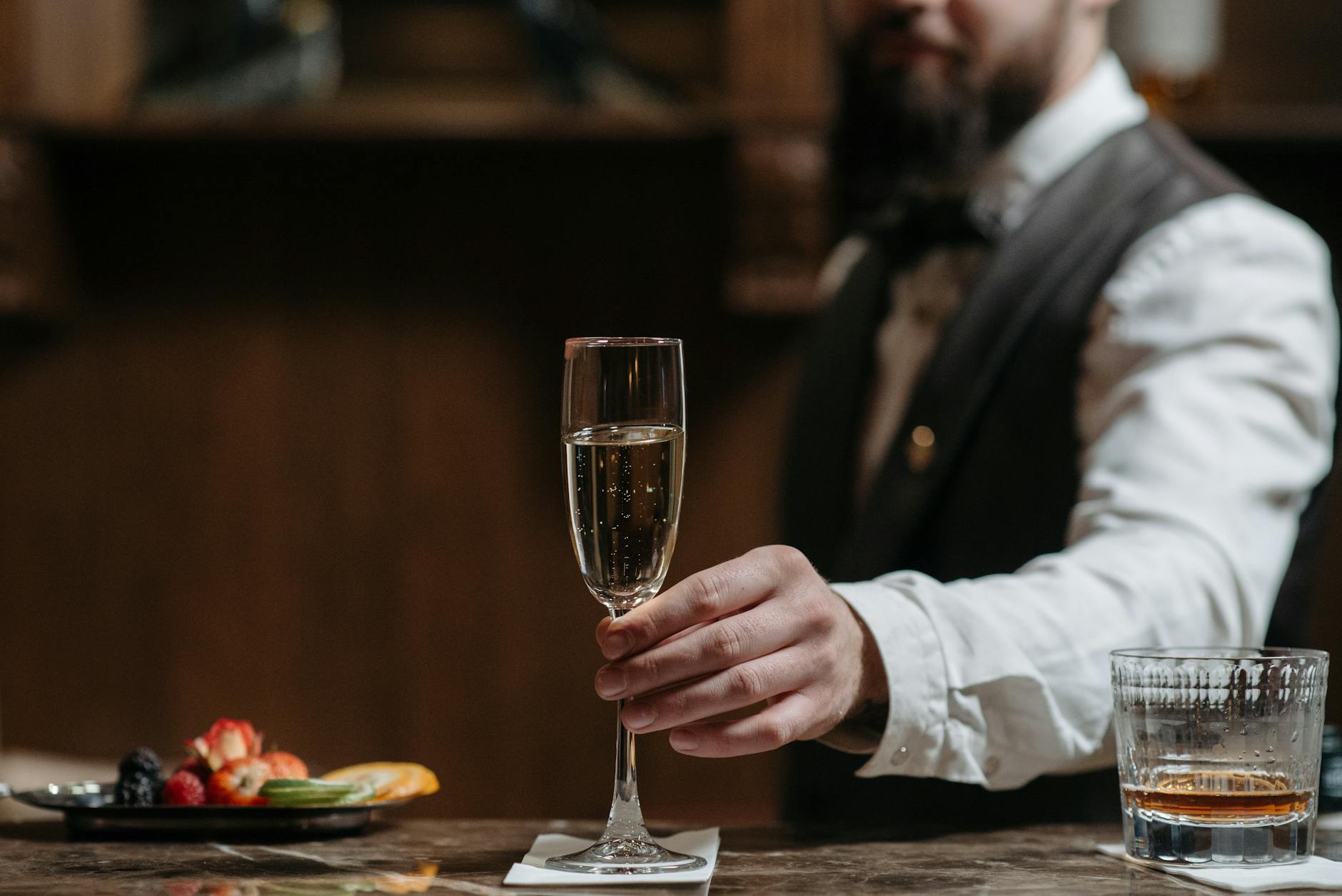 Luxury hotels in Sydney - champagne bar with crystal glasses