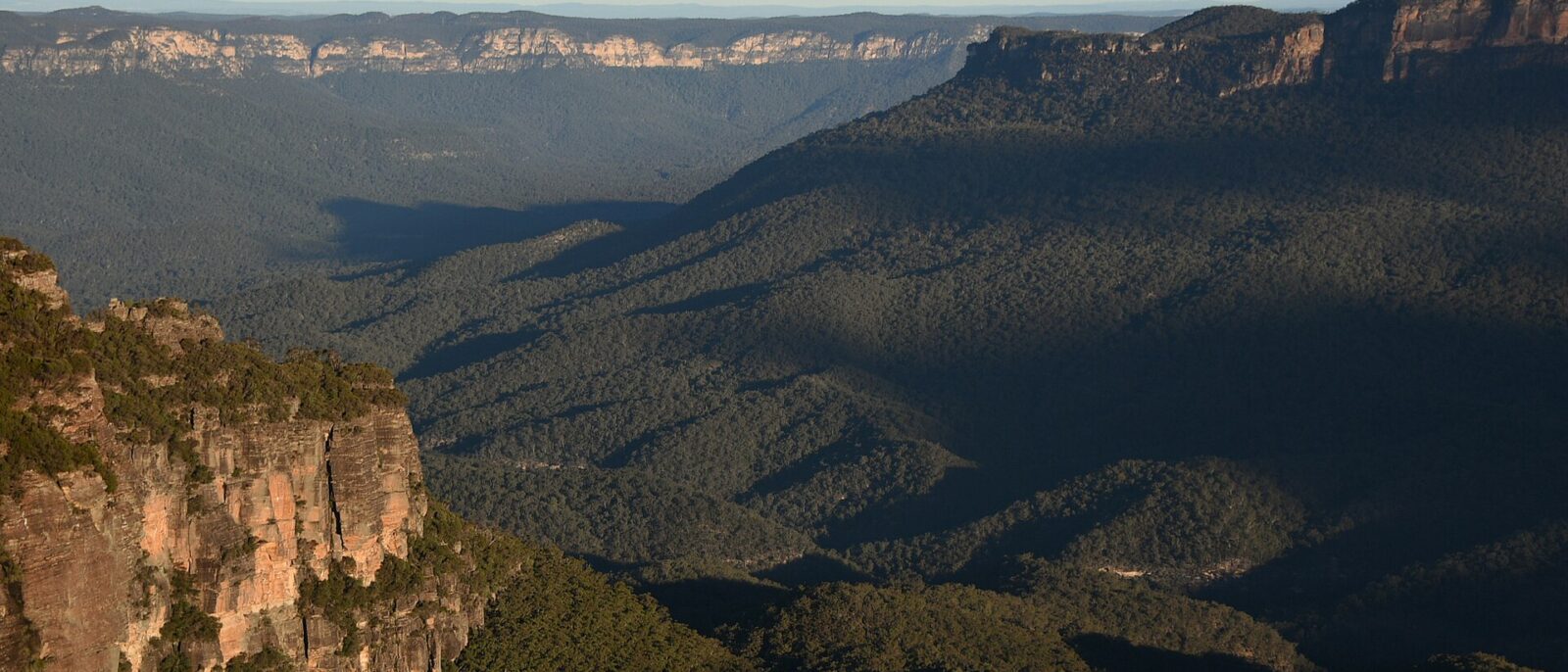 Late afternoon light on the sandstone cliffs of the Jamison Valley near Katoomba
